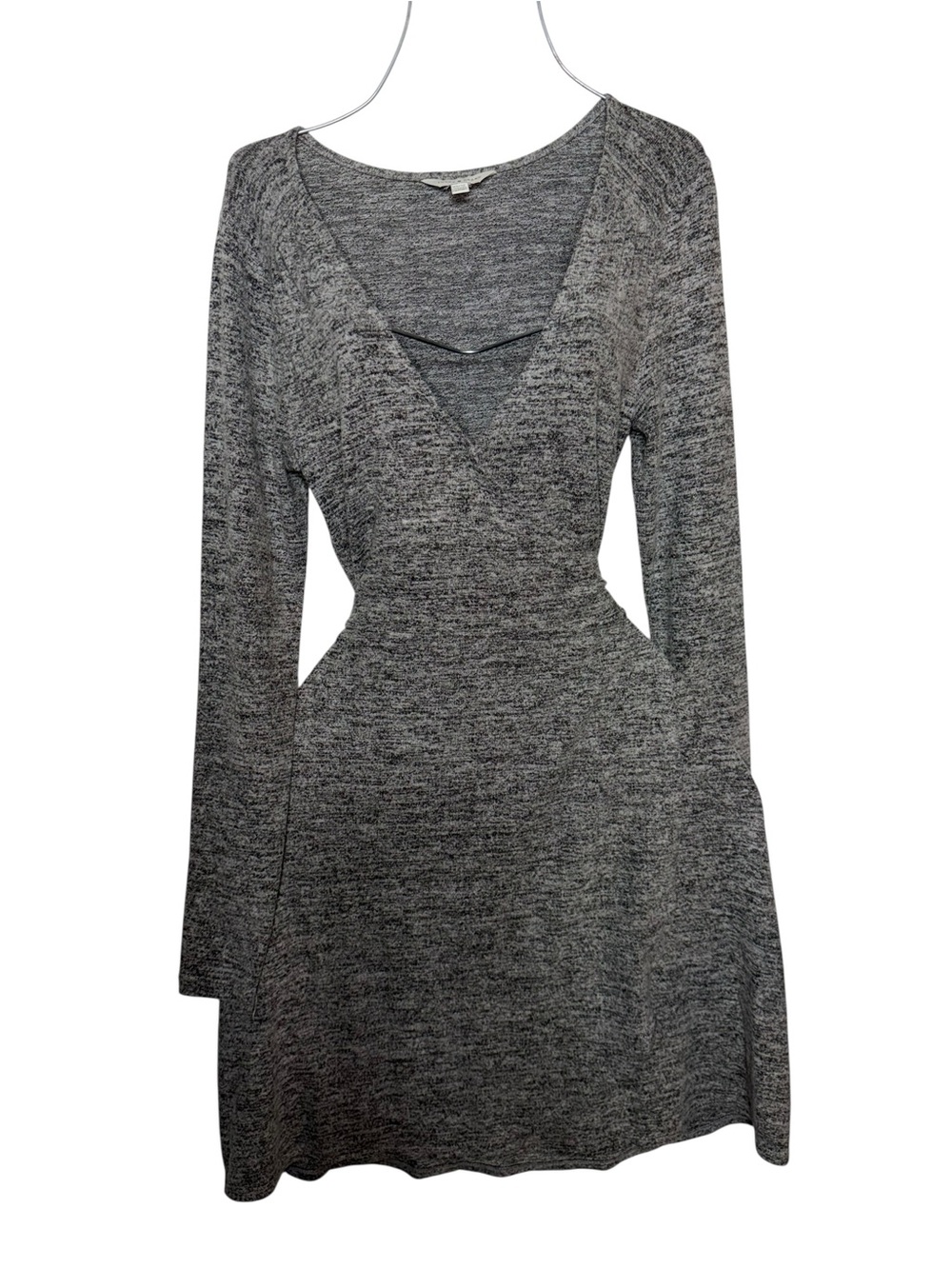 Lucky Brand Heathered Gray Long-Sleeve V-Neck Knit Dress